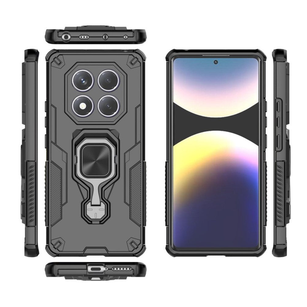 WANLONFENG For Xiaomi Redmi Note 14 Pro 4G Phone Case  PC TPU Back Cover Kickstand with Tempered Glass