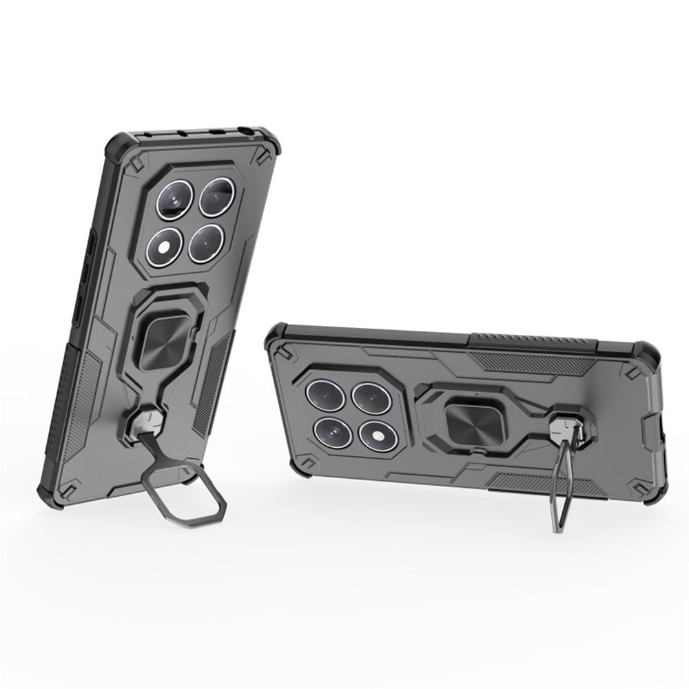 WANLONFENG For Xiaomi Redmi Note 14 Pro 4G Phone Case  PC TPU Back Cover Kickstand with Tempered Glass