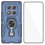WANLONFENG For Xiaomi Redmi Note 14 Pro 4G Phone Case  PC TPU Back Cover Kickstand with Tempered Glass