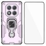 WANLONFENG For Xiaomi Redmi Note 14 Pro 4G Phone Case  PC TPU Back Cover Kickstand with Tempered Glass