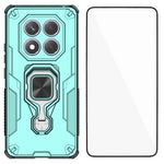 WANLONFENG For Xiaomi Redmi Note 14 Pro 4G Phone Case  PC TPU Back Cover Kickstand with Tempered Glass