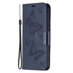 Samsung Galaxy S23+ Plånboksfodral Läderfodral med Tryckta Fjärilar och Rem