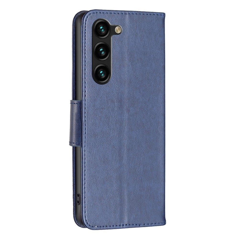 Samsung Galaxy S23+ Plånboksfodral Läderfodral med Tryckta Fjärilar och Rem