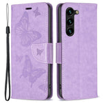 Samsung Galaxy S23+ Plånboksfodral Läderfodral med Tryckta Fjärilar och Rem