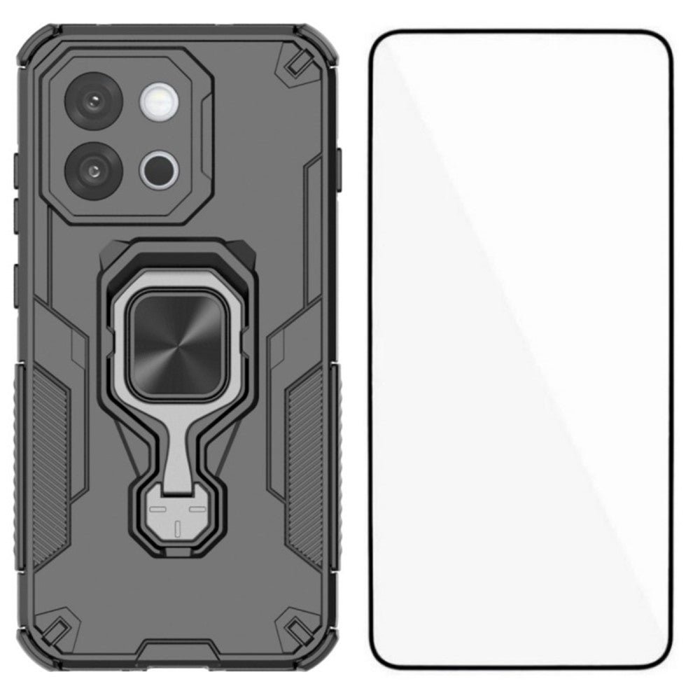 WANLONFENG För OnePlus 13T 5G mobilskal PC TPU Bakstycke Stativ med Härdat Glas