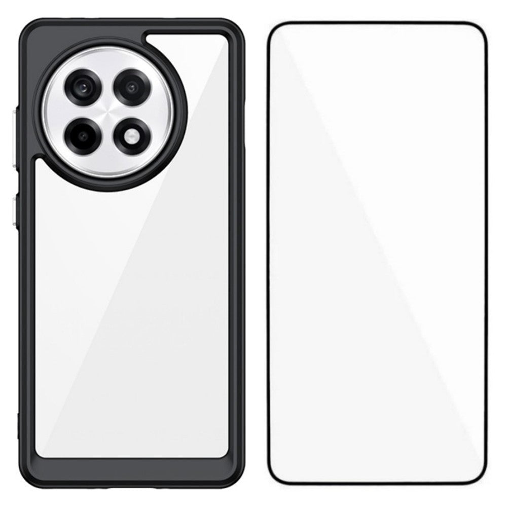 WANLONFENG För OnePlus 13R 5G mobilskal XC-serien TPU Akrylskydd med Härdat Glas (Stort Linshål)