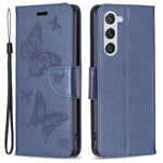 Samsung Galaxy S23 Plånboksfodral Läderfodral med Tryckta Fjärilar och Rem