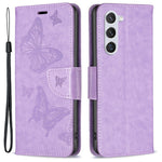 Samsung Galaxy S23 Plånboksfodral Läderfodral med Tryckta Fjärilar och Rem