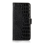 For iPhone 18 Pro Max / 17 Pro Max Case Crocodile Texture Genuine Cow Leather Phone Wallet Cover