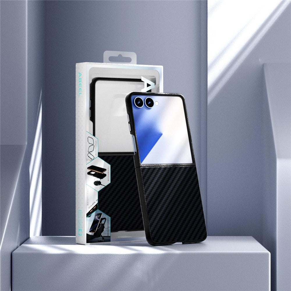 ABEEL För Samsung Galaxy Z Flip7 5G Magnetiskt Skal Brett Kolfiberstruktur Baksida