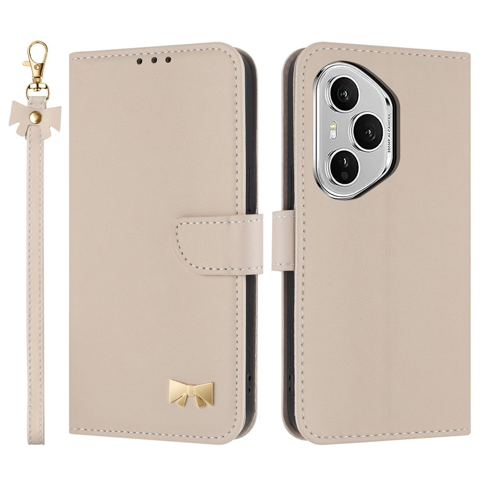 For Honor 400 Pro 5G (Global) Case Bowknot Decor Wallet Leather Phone Cover with Wrist Strap