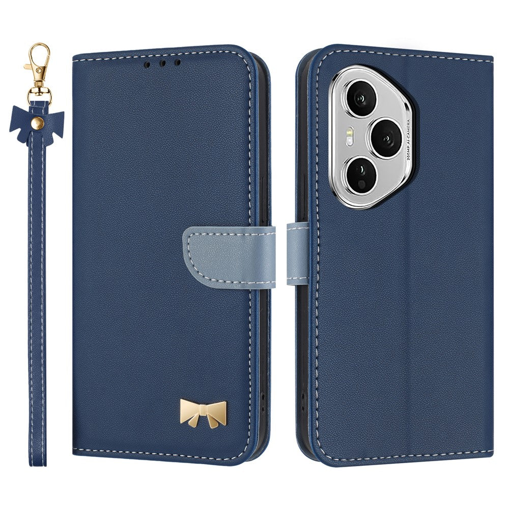 For Honor 400 Pro 5G (Global) Case Bowknot Decor Wallet Leather Phone Cover with Wrist Strap