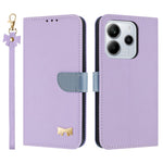 For Xiaomi Redmi Note 14 4G (164.84mm) Case Bowknot Decor Wallet Leather Phone Cover with Wrist Strap