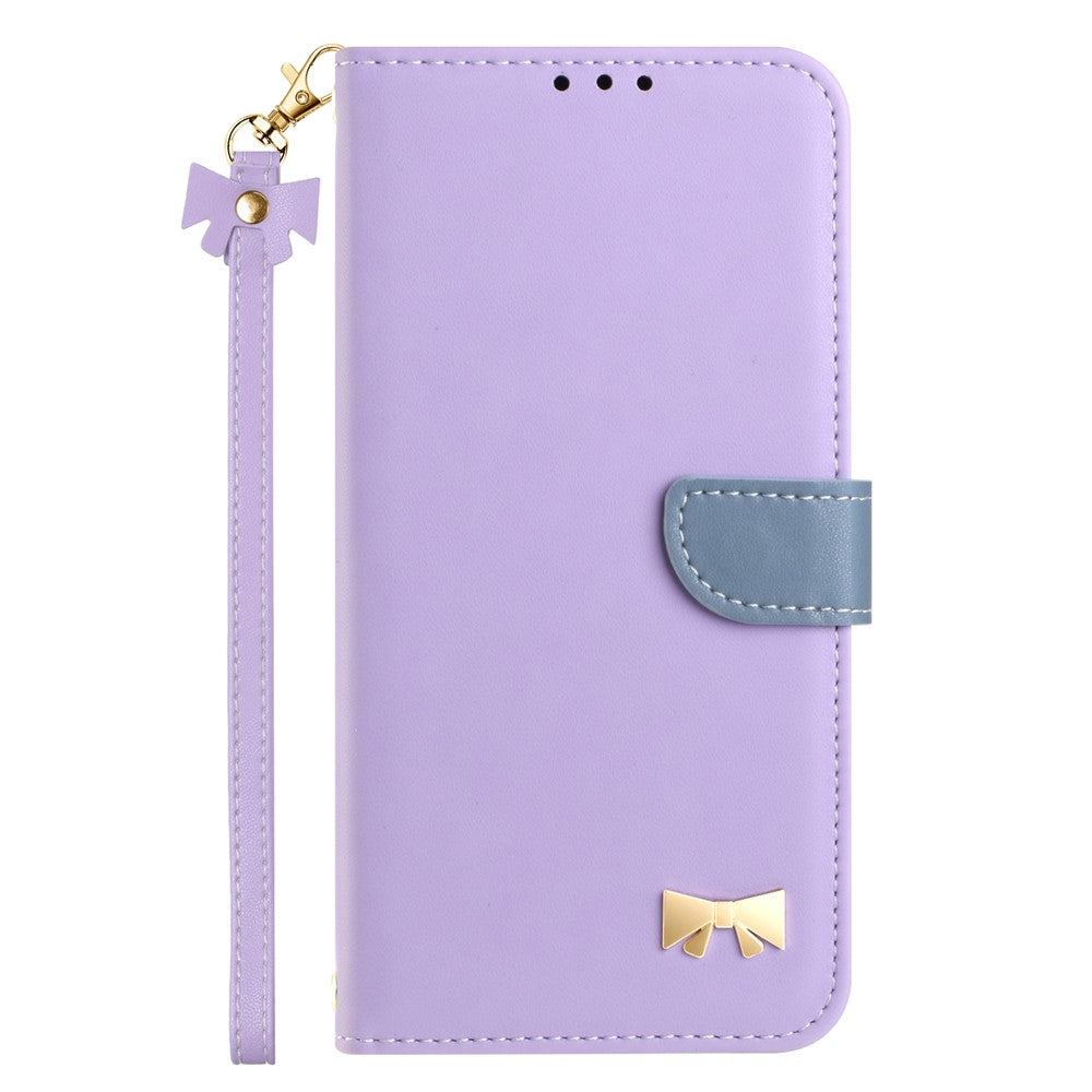 For Xiaomi Redmi Note 14 4G (164.84mm) Case Bowknot Decor Wallet Leather Phone Cover with Wrist Strap