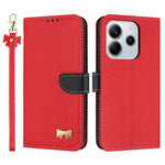 For Xiaomi Redmi Note 14 4G (164.84mm) Case Bowknot Decor Wallet Leather Phone Cover with Wrist Strap