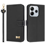 For Xiaomi Redmi Note 14 4G (164.84mm) Case Bowknot Decor Wallet Leather Phone Cover with Wrist Strap
