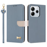 For Xiaomi Redmi Note 14 4G (164.84mm) Case Bowknot Decor Wallet Leather Phone Cover with Wrist Strap