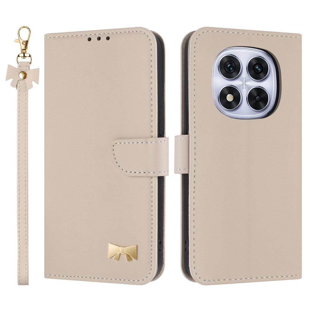 Phone Case For Xiaomi Redmi Note 14 Pro 5G / Note 14 Pro+ 5G / Poco X7 Pro 5G , Bowknot Decor Wallet Leather Cover with Wrist Strap