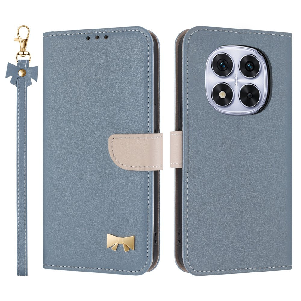 Phone Case For Xiaomi Redmi Note 14 Pro 5G / Note 14 Pro+ 5G / Poco X7 Pro 5G , Bowknot Decor Wallet Leather Cover with Wrist Strap