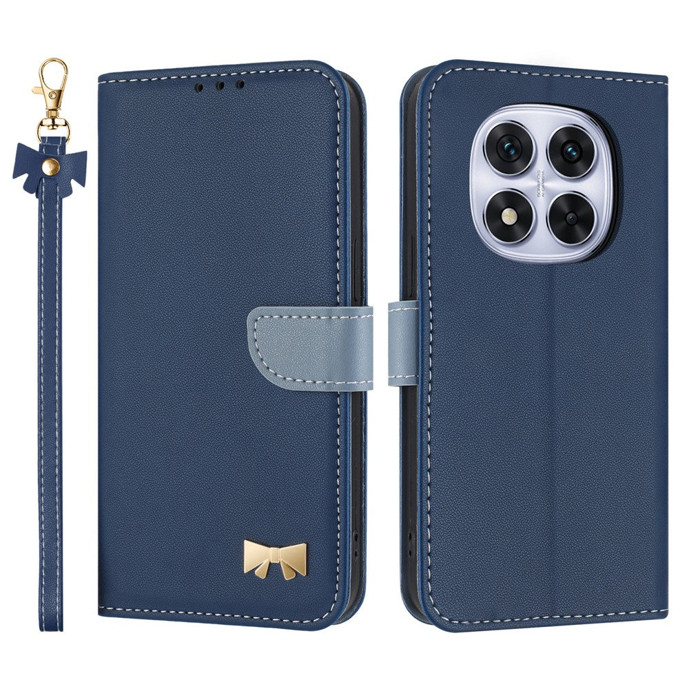 Phone Case For Xiaomi Redmi Note 14 Pro 5G / Note 14 Pro+ 5G / Poco X7 Pro 5G , Bowknot Decor Wallet Leather Cover with Wrist Strap