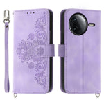 For Xiaomi Redmi K80 5G  /  Poco F7 Pro 5G Case Flower Pattern PU Leather Wallet Phone Cover with Strap