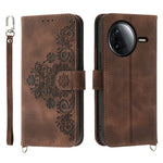 For Xiaomi Redmi K80 5G  /  Poco F7 Pro 5G Case Flower Pattern PU Leather Wallet Phone Cover with Strap