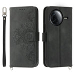 For Xiaomi Redmi K80 5G  /  Poco F7 Pro 5G Case Flower Pattern PU Leather Wallet Phone Cover with Strap