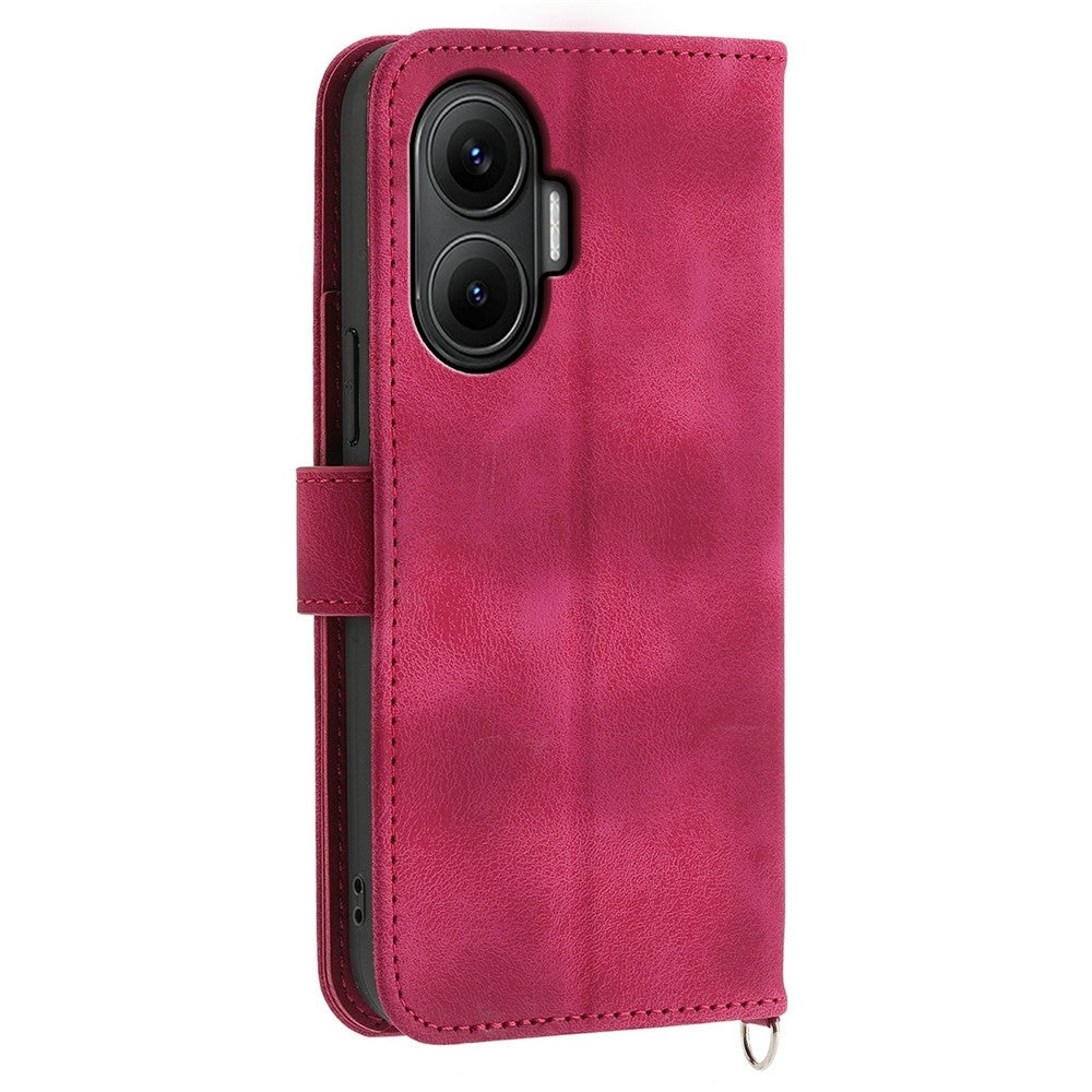 For Xiaomi Poco F7 5G  /  Redmi Turbo 4 Pro 5G Case Flower Pattern PU Leather Wallet Phone Cover with Strap