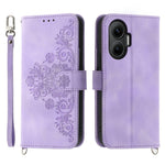 For Xiaomi Poco F7 5G  /  Redmi Turbo 4 Pro 5G Case Flower Pattern PU Leather Wallet Phone Cover with Strap