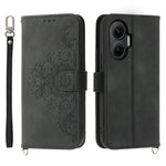 For Xiaomi Poco F7 5G  /  Redmi Turbo 4 Pro 5G Case Flower Pattern PU Leather Wallet Phone Cover with Strap