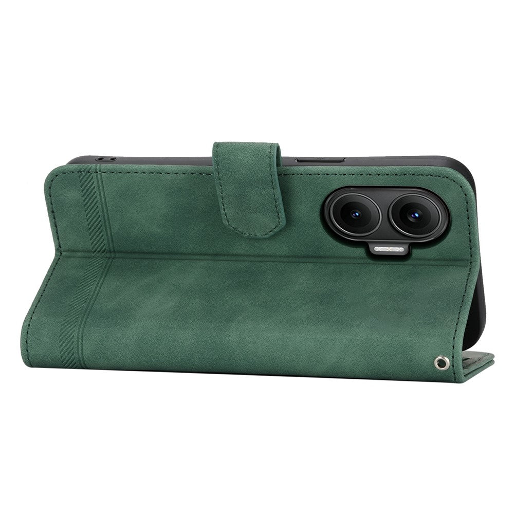DIERFENG DF-03 For Xiaomi Poco F7 5G  /  Redmi Turbo 4 Pro 5G Case Lines Imprint Wallet Leather Phone Cover