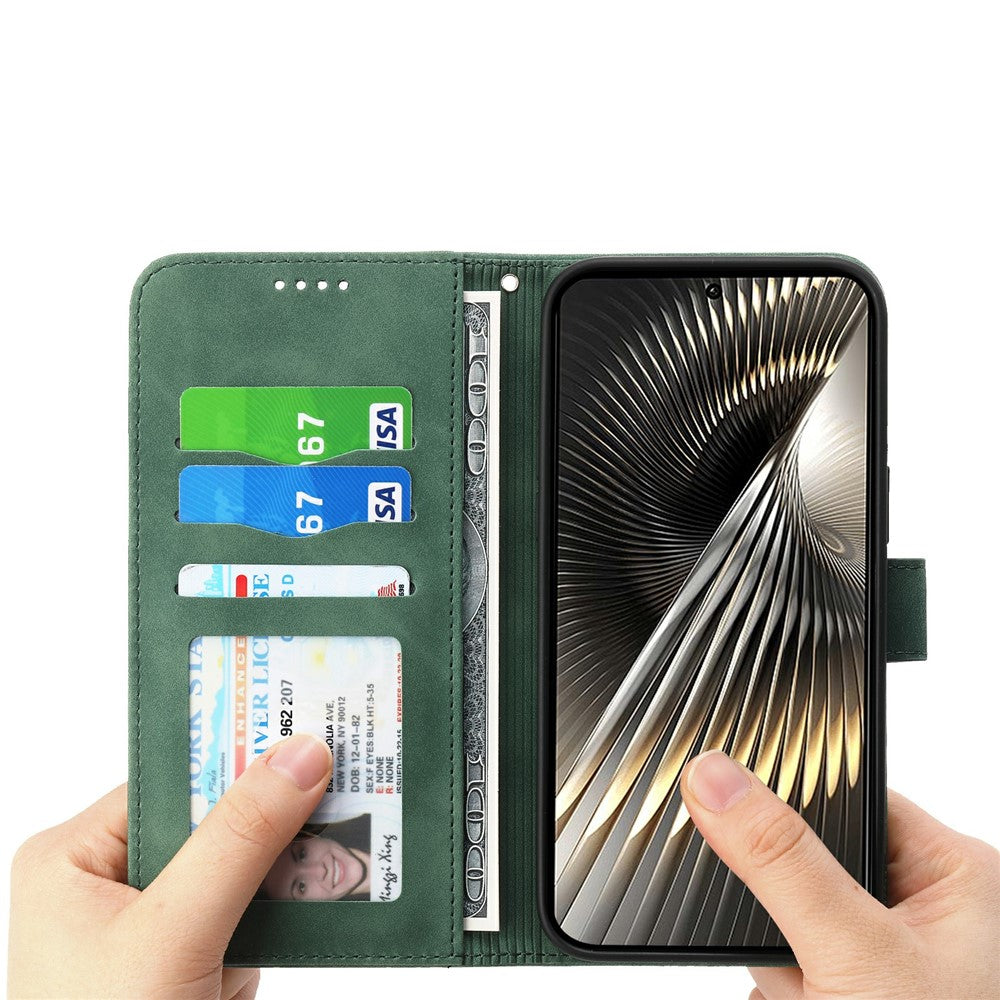 DIERFENG DF-03 For Xiaomi Poco F7 5G  /  Redmi Turbo 4 Pro 5G Case Lines Imprint Wallet Leather Phone Cover