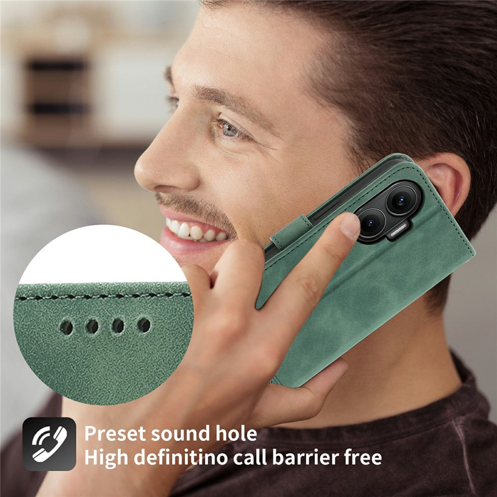 DIERFENG DF-03 For Xiaomi Poco F7 5G  /  Redmi Turbo 4 Pro 5G Case Lines Imprint Wallet Leather Phone Cover
