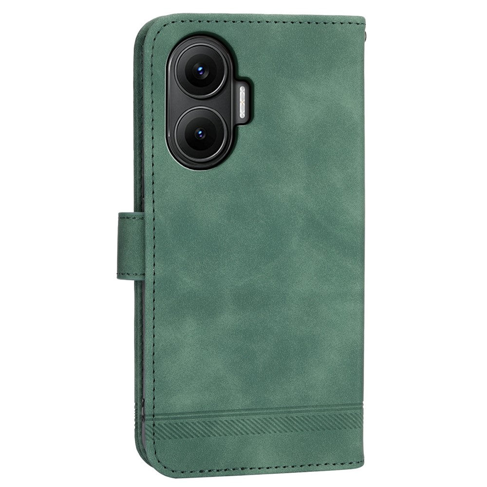 DIERFENG DF-03 For Xiaomi Poco F7 5G  /  Redmi Turbo 4 Pro 5G Case Lines Imprint Wallet Leather Phone Cover