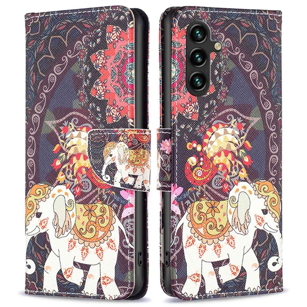 Samsung Galaxy A14 5G / A14 4G Läderfodral Mönster Tryck Plånboksfodral Flip Mobilskal