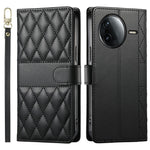 For Xiaomi Redmi K80 5G  /  Poco F7 Pro 5G Case Rhombus Stitching Wallet Stand Leather Phone Cover with Long  /  Short Strap