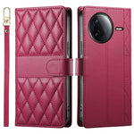 For Xiaomi Redmi K80 5G  /  Poco F7 Pro 5G Case Rhombus Stitching Wallet Stand Leather Phone Cover with Long  /  Short Strap