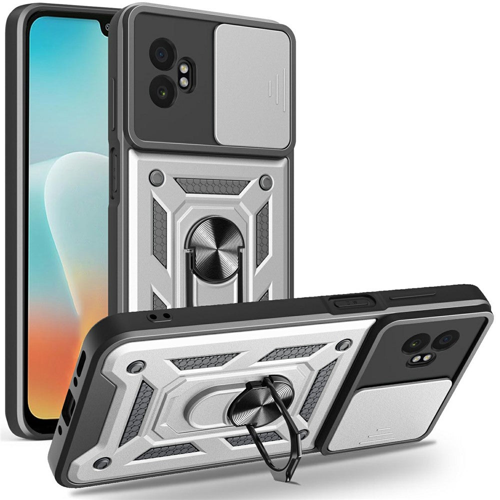 For Samsung Galaxy XCover7 Pro Case with Slide Camera Lid PC + TPU Kickstand Phone Cover