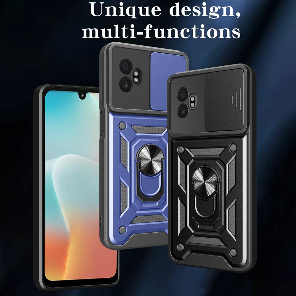 For Samsung Galaxy XCover7 Pro Case with Slide Camera Lid PC + TPU Kickstand Phone Cover