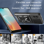 For Samsung Galaxy XCover7 Pro Case with Slide Camera Lid PC + TPU Kickstand Phone Cover