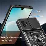 For Samsung Galaxy XCover7 Pro Case with Slide Camera Lid PC + TPU Kickstand Phone Cover