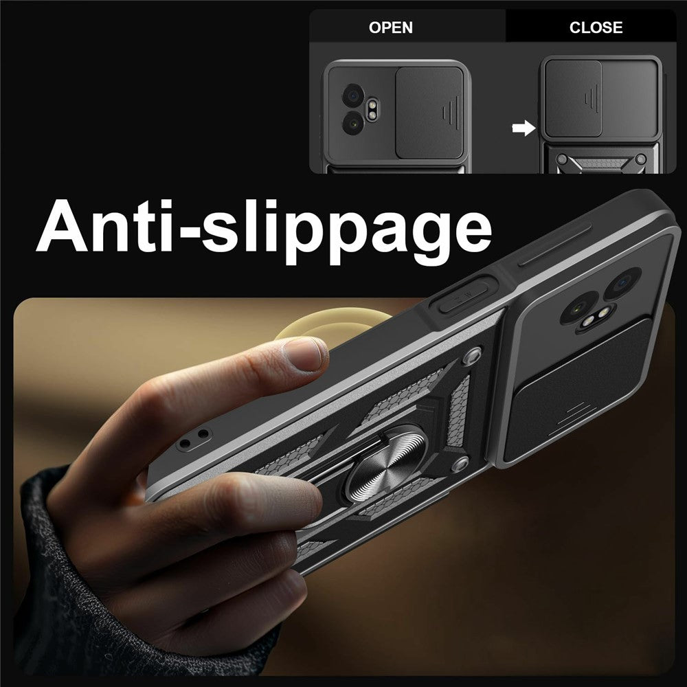 For Samsung Galaxy XCover7 Pro Case with Slide Camera Lid PC + TPU Kickstand Phone Cover