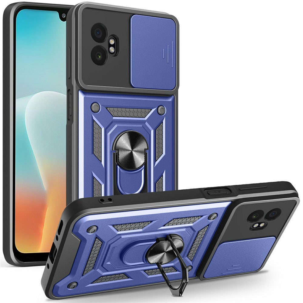 For Samsung Galaxy XCover7 Pro Case with Slide Camera Lid PC + TPU Kickstand Phone Cover