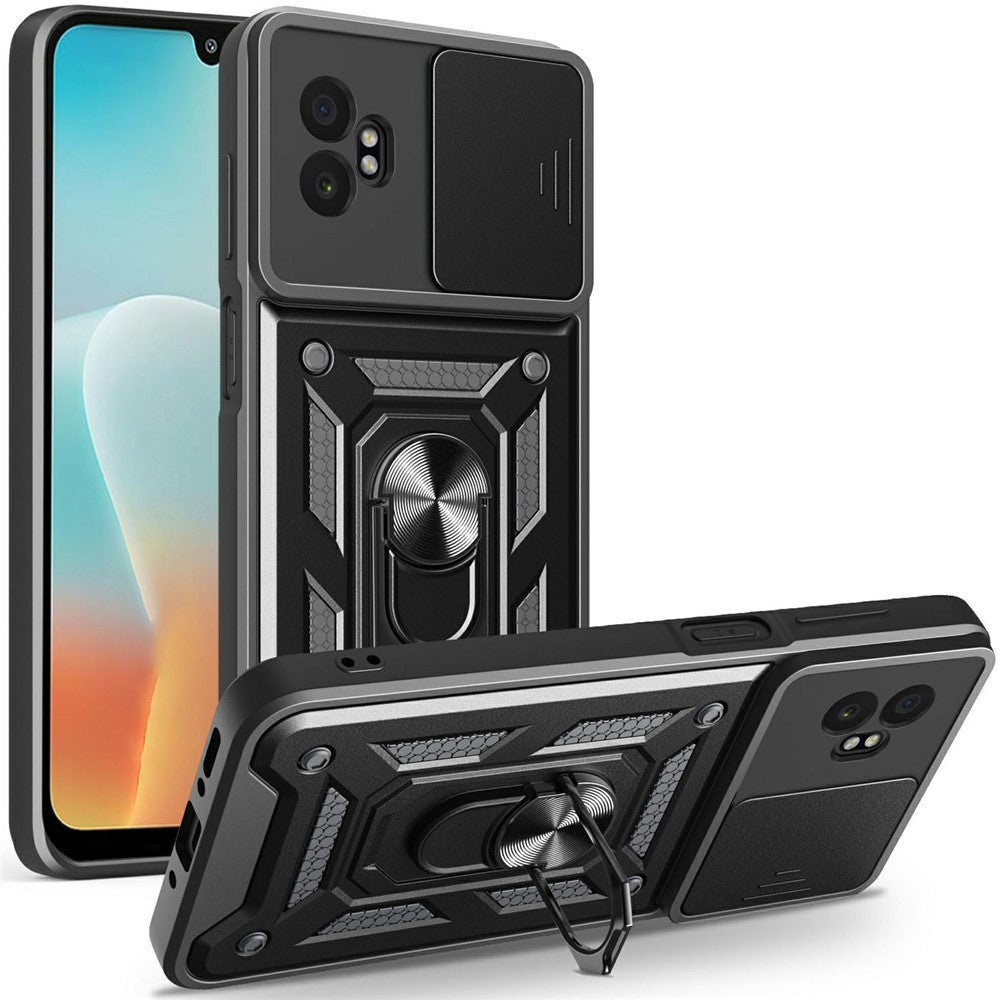 For Samsung Galaxy XCover7 Pro Case with Slide Camera Lid PC + TPU Kickstand Phone Cover