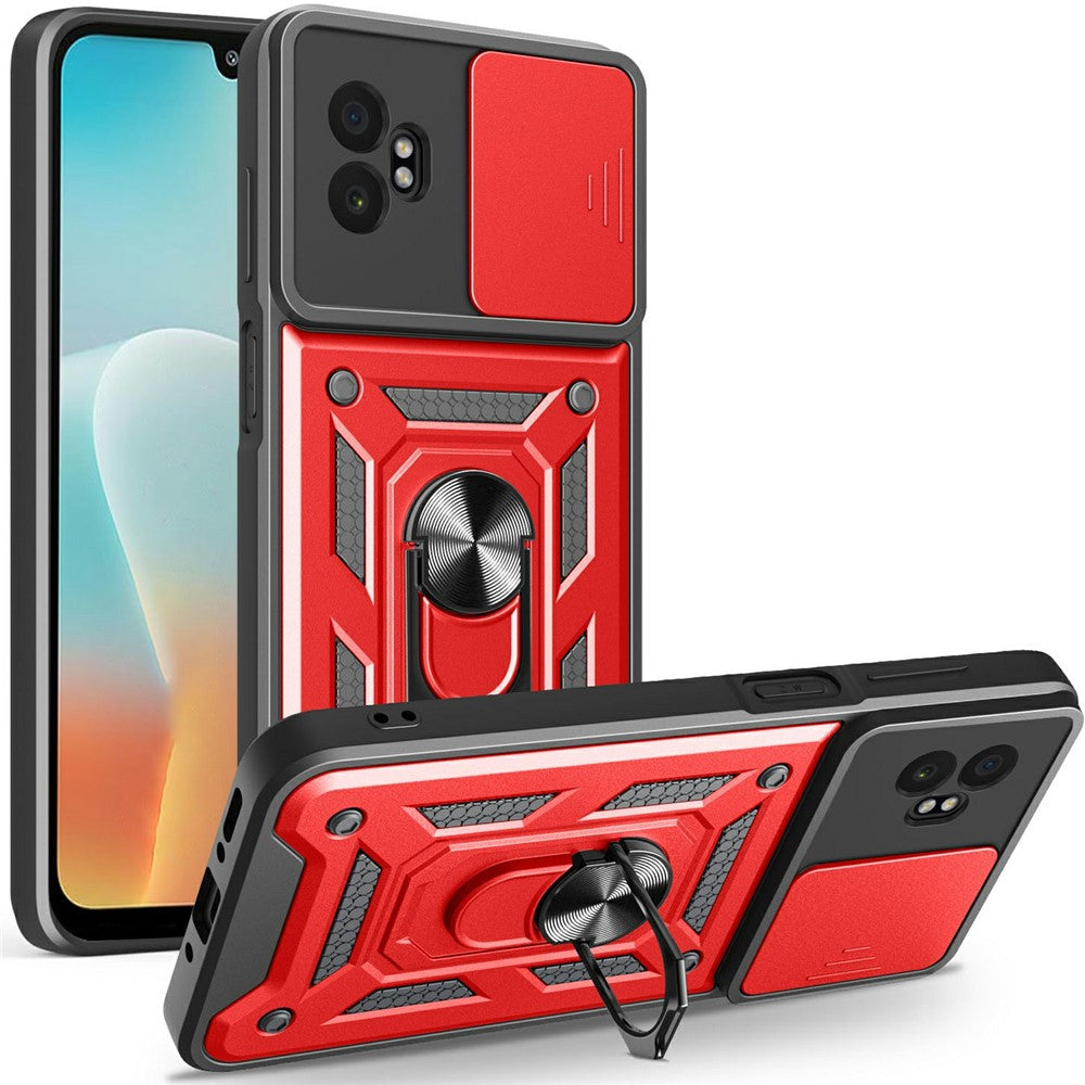 For Samsung Galaxy XCover7 Pro Case with Slide Camera Lid PC + TPU Kickstand Phone Cover