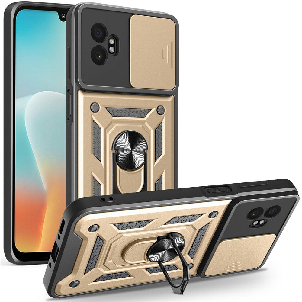 For Samsung Galaxy XCover7 Pro Case with Slide Camera Lid PC + TPU Kickstand Phone Cover