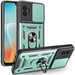 For Samsung Galaxy XCover7 Pro Case with Slide Camera Lid PC + TPU Kickstand Phone Cover