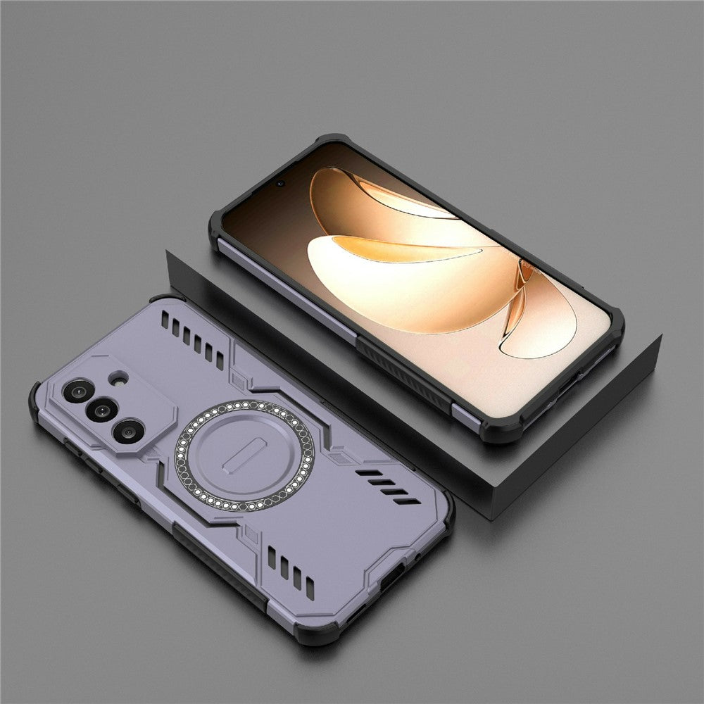 For Samsung Galaxy M56 5G Magnetic Case Butterfly Armor Hollow Heat Dissipation PC + TPU Phone Cover