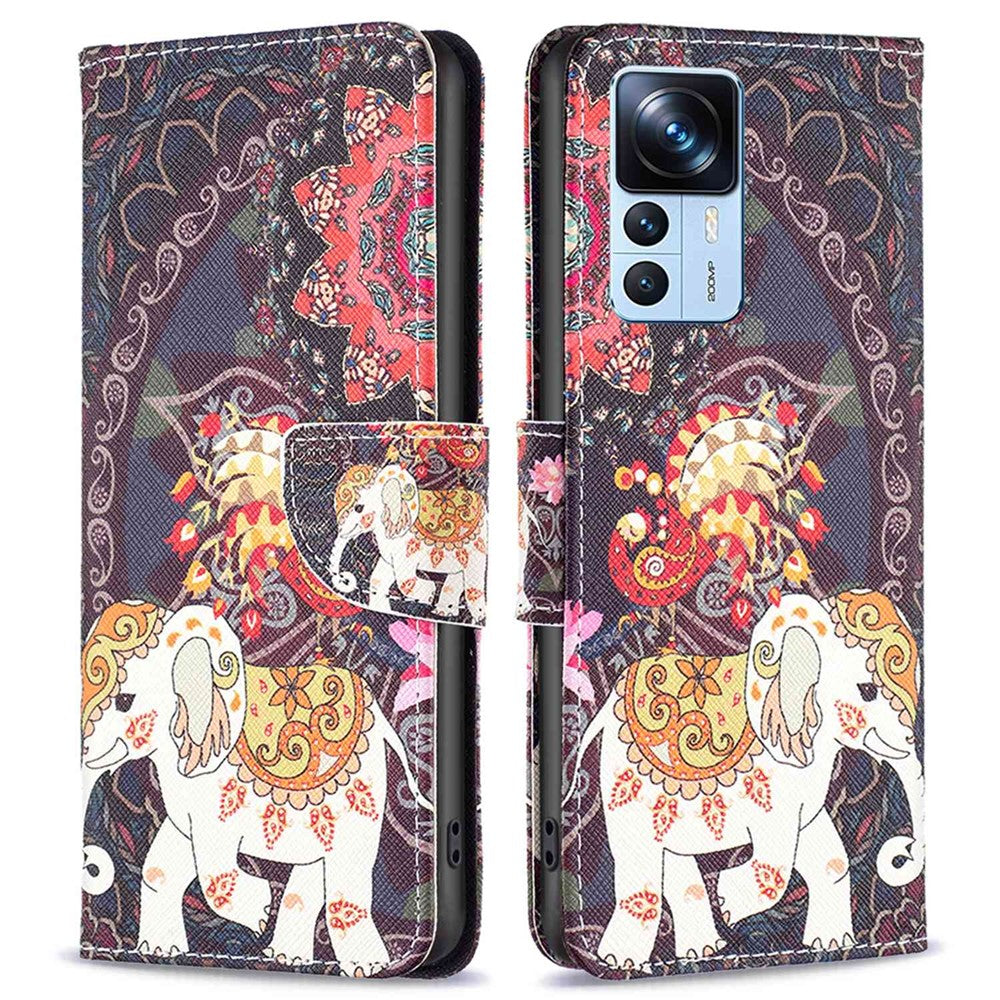 Xiaomi 12T 5G / Redmi K50 Ultra 5G / 12T Pro 5G Läderfodral Mönstertryck Plånboksfodral Flip Mobilskal