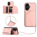 For Xiaomi Poco F7 5G / Redmi Turbo 4 Pro 5G Case Card Holder Kickstand Skin-Touch Phone Cover with Wrist Strap